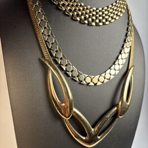 Necklace Lot Gold Tone Maximalist Statement Pieces